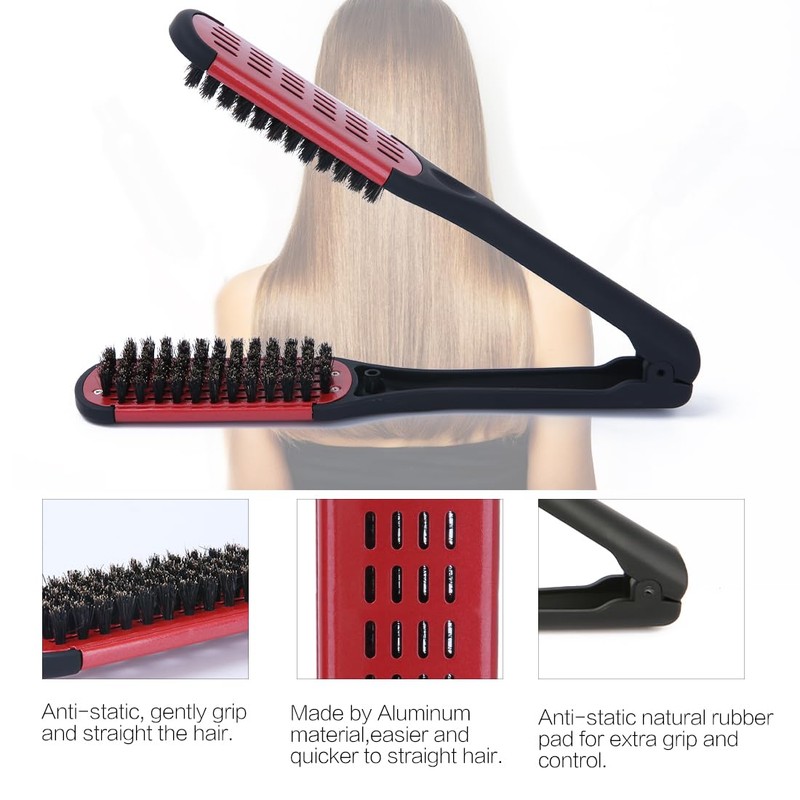 STYLANCE Boar Bristle Clamp Hair Brush, Ceramic Double Sided Brush