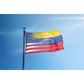 3x5 ft Venezuelan American Hybrid Flag: 100% Polyester Banner, Brass Grommets & Strong Canvas Header, For Use Outdoor or Indoor