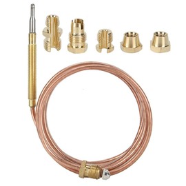 HERCHR 59inch Gas Thermocouple, Gas Stove Universal Thermocouple Fireplace Replacement Kit Temperature Sensor Flame Failure Safety Device with Nuts