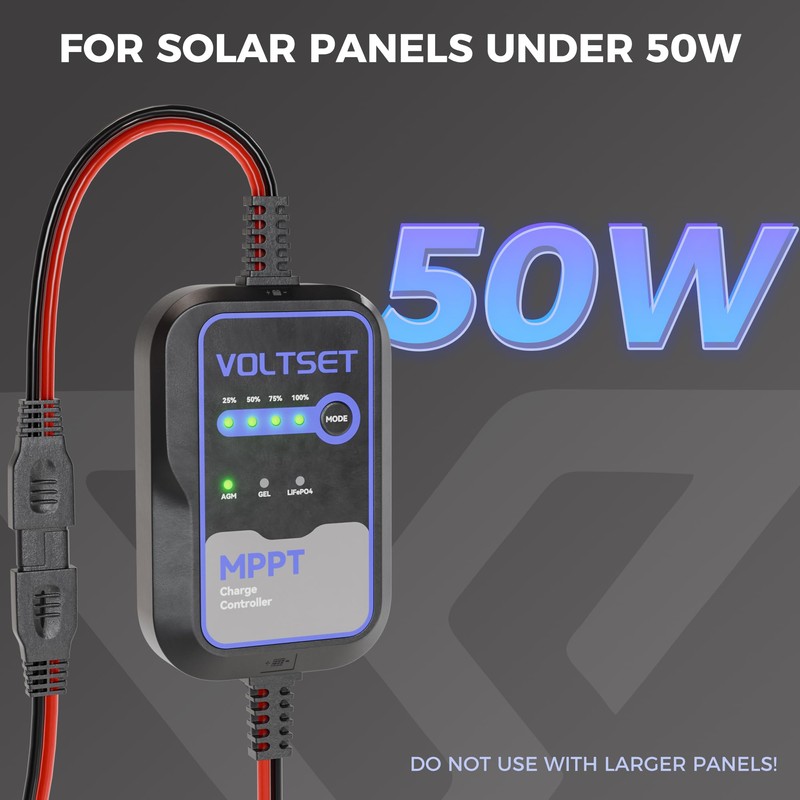 Voltset MPPT Solar Charge Controller : IP65 Waterproof - Display