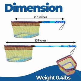 DaddyGoFish Kids Fishing Net - Extendable Telescopic Landing Net for Boy Girl Children Catching Small Fish Crab Shrimp Minnow Dragonfly Beach Pier Lake River Ocean (Style 2 (2 Pack, Blue + Blue))