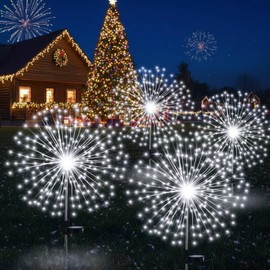 4 Pack Halloween Outdoor Decoration Solar Firework Lights, White