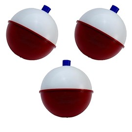 rebelFIN - Round Plastic Fishing Bobbers - American Made (3, Red & White, 2.5")