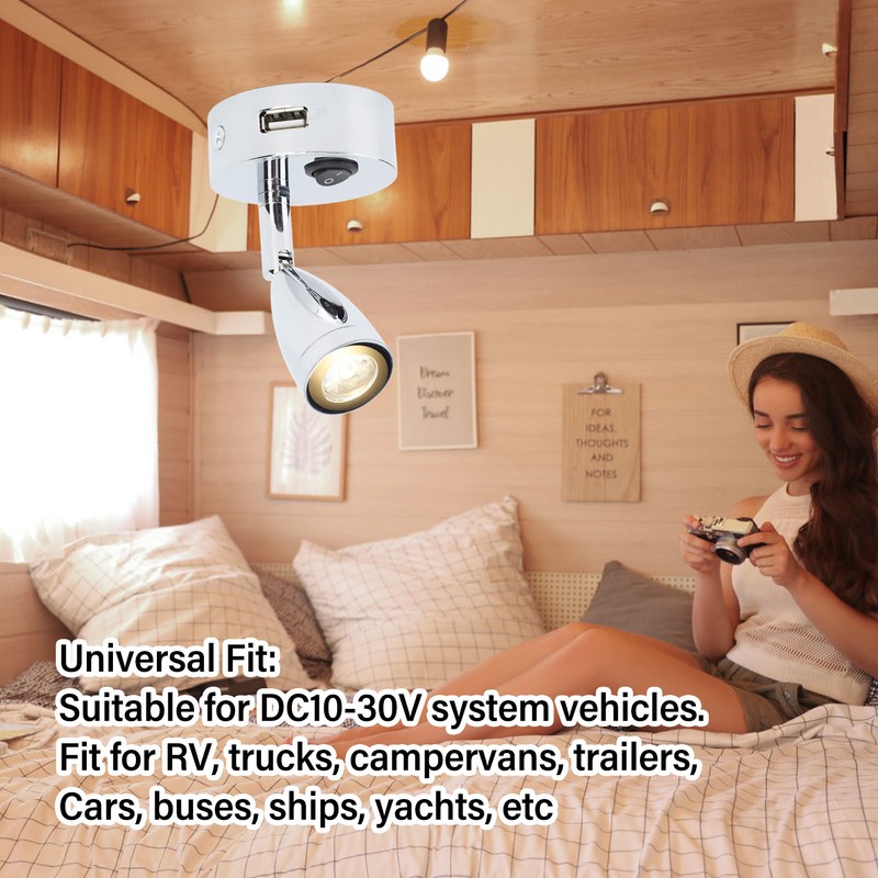 DC10‑30V LED RV Bedside Lamp Aluminum Alloy High Brightness RV