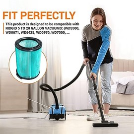 2 Pack Replacement VF6000 5-Layer Vacuum Pleated Filter Compatible with Ridgid Shop Vac 5-20 Gallon Wet/Dry Vacuums WD5500 WD0671 WD6425 WD7000 WD1280 WD1851 WD1680 WD1956 RV2400A 1400RV RV2600B