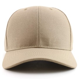 Trendy Apparel Shop Oversized Big XXL Safety Neon Structured Plain Baseball Cap, Khaki, One Size