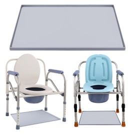 Bedside Commodes Mat, 23.6 x 19.7 Bedside Portable Toilet Mat with Raised Edge, Silicone Non-Slip Commode Toilet Pad Under Commode Chair Mat for Floor Protector
