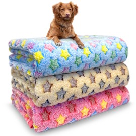 Dog Blankets for Medium Large Dogs, 3 Pack Washable Pet Throw 41" x 31", Fuzzy Soft Puppy Cover for Kennel Crate Bed