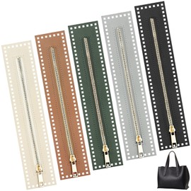JAXICREY Chiusura lampo per uncinetto, 5 colori in pelle PU con chiusura lampo all'uncinetto con fori, lunghezza 27 cm, per borse fai da te all'uncinetto, cucito, progetti artigianali
