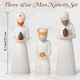 Three Wise Men Nativity Set - 8.7" Large Size Hand-Carved Resin Nativity Collection Figurines,3 Pcs Classic Nativity Scene Wisemen Figures Indoor 3 Kings Christmas Decorations Gifts for Holy Family