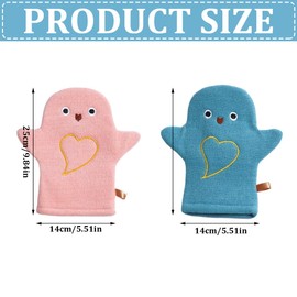 MIRKUZI Waschlappen & Waschhandschuhe 2 Stück Badetuch-Waschhandschuhe mit Tiermotiv, Badespielzeug für Badespaß, Baby-Badetücher, weiche Badetücher für Babys und Kinder ab 0 Monaten (blau-rosa)