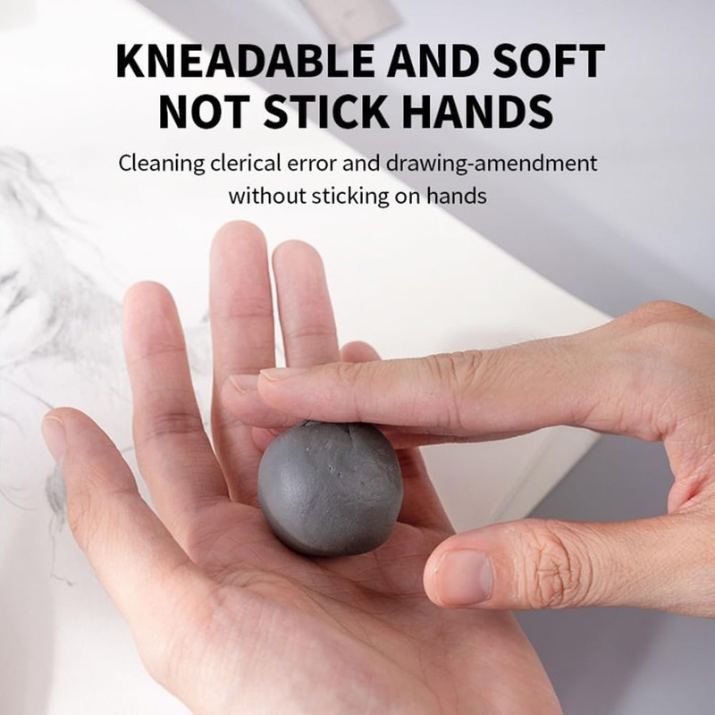 4 Pack Kneaded Eraser, Putty Rubber for Artists, Gey, Kneadable