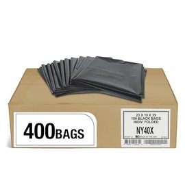 Aluf Plastics 33 Gallon 1.7 MIL Black Heavy Duty Garbage Trash Bags - 33" x 39" - Pack of 400 - For Contractor, Industrial, Institutional, & Commercial