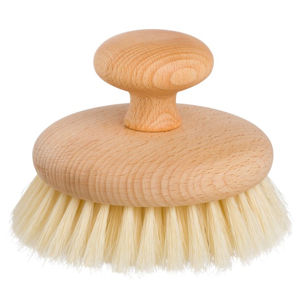 Redecker Natural Pig Bristle Massage Brush with Oiled Beechwood Knob, 3-7/8-Inches