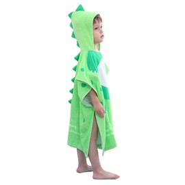 LOLANTA Toallas de baño de Tela de Rizo para niños con Capucha de Dinosaurio, Toalla de Playa para niños, Poncho de natación de algodón (Verde#A, 4-6 años)