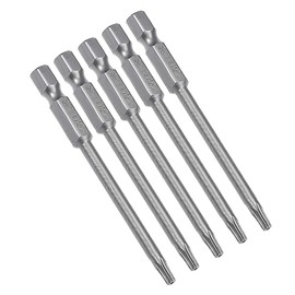 sourcing map 5 Pcs T15 Magnetic Torx Screwdriver Bits, 1/4 Inch Hex Shank 3-inch Length S2 Security Tamper Proof Screw Driver Kit Tools