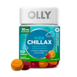 OLLY Kids Chillax Gummy, For a Calm and Relaxed Mood*, Magnesium, L-Theanine, Lemon Balm Extract, Chewable Supplement, Sherbet Flavored, 25 Day Supply - 50 Count (Packaging May Vary)