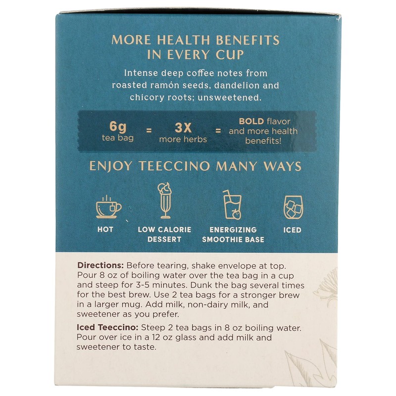 Teeccino Dark Roast Dandelion Tea - Rich & Roasted Herbal