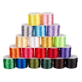 PH PandaHall 600 Yards 1mm Rattail Cord Nylon String Satin Cord 20 Colors Silk Cord Beading String for Necklace Friendship Bracelet Beading Macramé Kumihimo Chinese Knot Dream Catchers Braid Hair