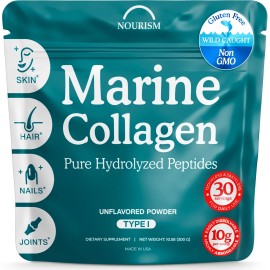 Pure Hydrolyzed Marine Collagen for Skin Hair Nails Joint Support 10.58 oz
