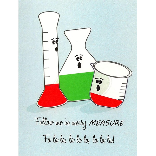 Merry Measure Singing Glassware Chemistry and Biology Science Christmas Cards by Nerdy Words (1 Card)