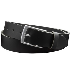 Vascavi Leather Belt Made of Genuine Buffalo Leather, Approx. 3.4 cm Wide, Made in Germany, Can Be Shortened, 3-4 mm Thick, Unisex Belt for Men and Women, Black, black