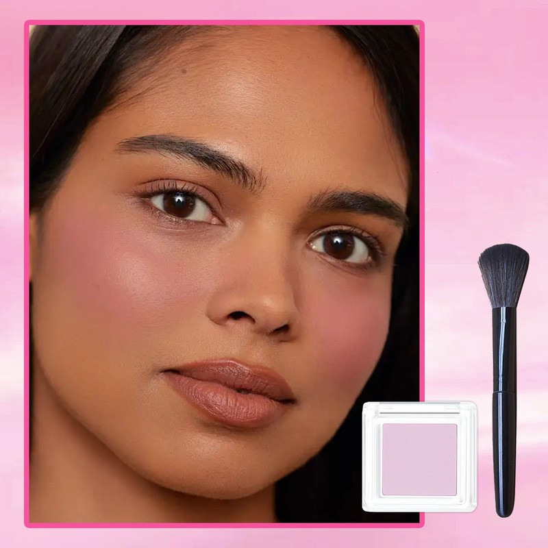 Nude Blushers for Cheeks, Purple Peach Powder Blush Korean Makeup