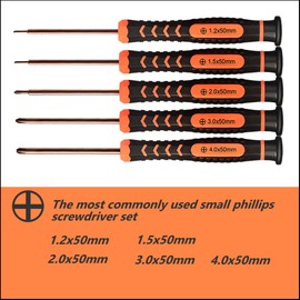 Small Phillips Screwdriver Set,TECKMAN 5 Piece Repair Tools Kit for Steam Deck with 1.2mm,1.5mm,2.0mm,3.0mm,4.0mm The Most Commonly Used Phillips Screwdrivers