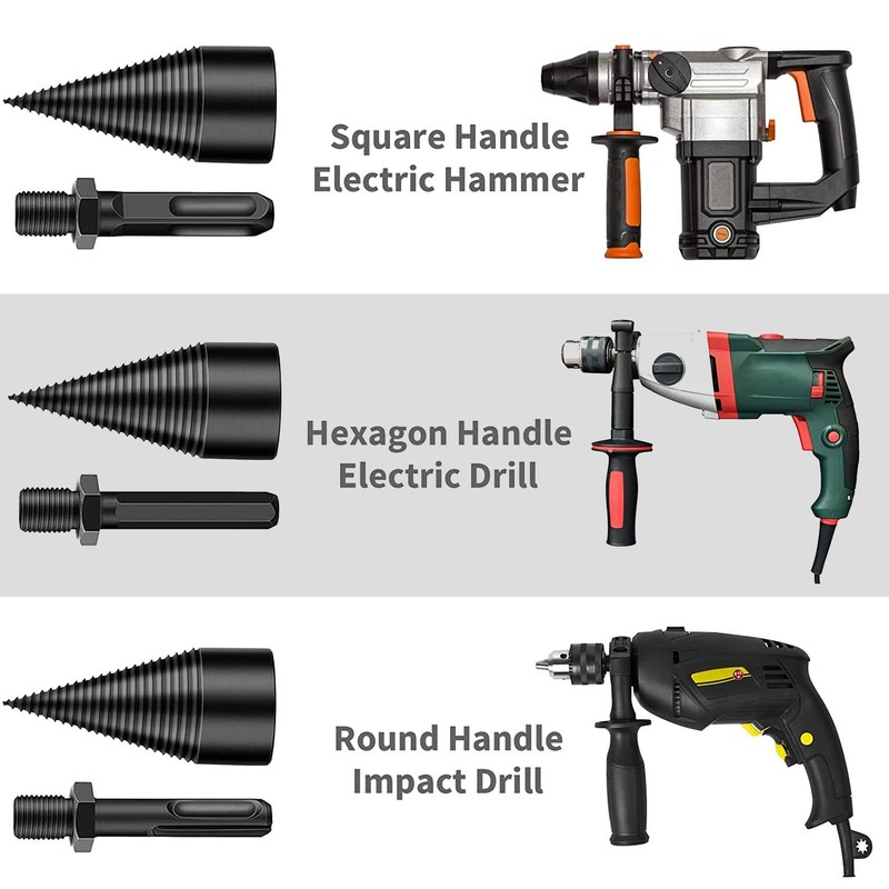 Wood Splitter Screw Cone, Split Wood Cone, Drill Cone, Wood