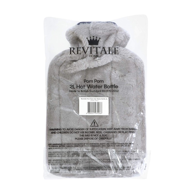 Revitale Luxury Cosy Faux Fur Pom Pom Hot Water Bottle