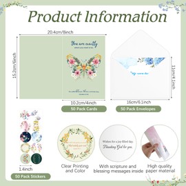 Motiskyy 50 Pcs Religious Thinking of You Cards Bulk with Biblical Scripture Verses Blessing 10 Designs 4 x 6 Inch Christian Inspirational Thinking of You Greeting Card with Envelopes(Elegant Flower)