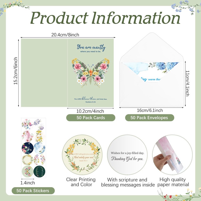 Motiskyy 50 Pcs Religious Thinking of You Cards Bulk with