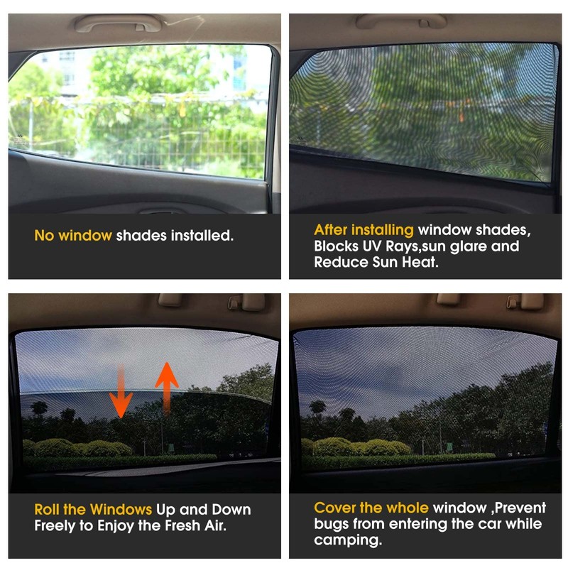 Car Rear Side Window Shadows for Pickup Trucks,7 Seats Larger