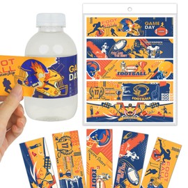 100 Pcs Sport Themed Birthday Water Bottle Labels, 5 Style/20 Pieces Party Funny Birthday Stickers, Birthday Decoration Party Supplies for Basketball Baseball Football Party Welcome Favors (Football)