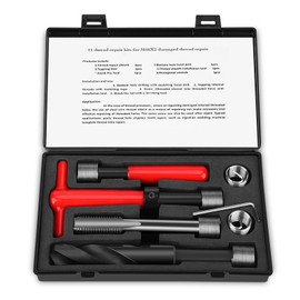 M16 x 2 Thread Repair Kit Drill Repair Kit with Storage Box, Stainless Steel Internal Thread Repair Accessories, Assortment Kit, Thread Insert Tool, Pack of 11