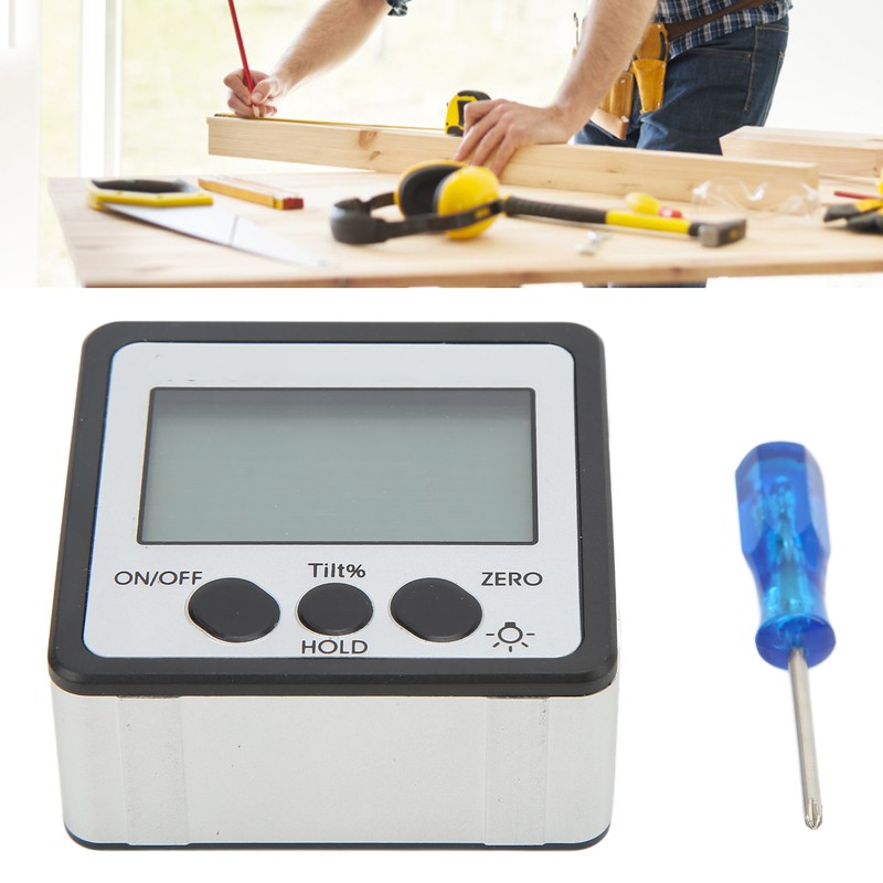 Digital Inclinometer with Backlight Magnetic 4x90° Electronic Protractor IP54 Waterproof