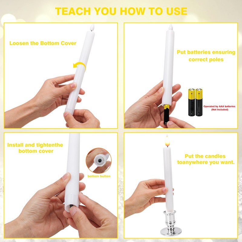 POQCCT LED Flameless Window Candles with Remote Timer 10 PCS