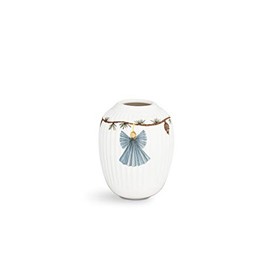Kähler Hammershøi Christmas Vase Height 10.5 cm Handmade with Watercolour Painting, White