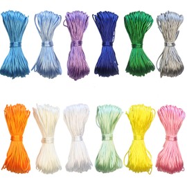 Nylon Cord 1.5 mm for Bracelets, Satin Craft Nylon Cord, 12 Bundles 240 Metres Macrame Yarn Thread Silk Cord Pearl Yarn Braided Rope for DIY Kumihimo Chinese Knot Necklace