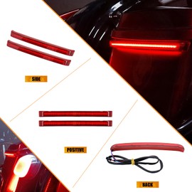 HCmotorku Motorcycle Saddlebag Tail Light Running Brake Sequential Turn Signal LED Lamp Fit for Harley Touring Street Gilde Road King Road Gilde Electra Glide Ultra Limited 2014-2024 (Red Lens)