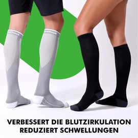 TravelHawk Compression Stockings for Men and Women - 3 Pairs of Compression Stockings, Support Stockings, Compression Socks for Running, Hiking, Travel, Flight Compression Stockings, Sports, gray, M