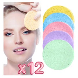 Pack 12 Esponjas Faciales de Celulosa Suave Comprimida Amarillas                                                                                      