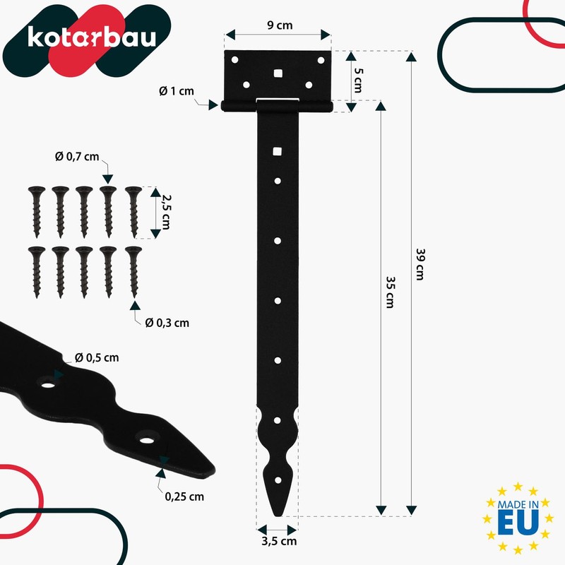 KOTARBAU® Cross Hinge T-Hinge Decorative Shutter Hinge Powder Coated Black