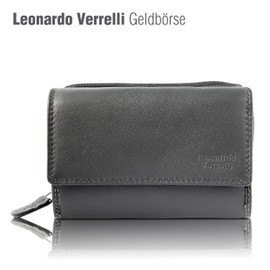LEONARDO VERRELLI - 3000118 Women's Genuine Leather Purse with Press Stud Closure, gray, coin purse
