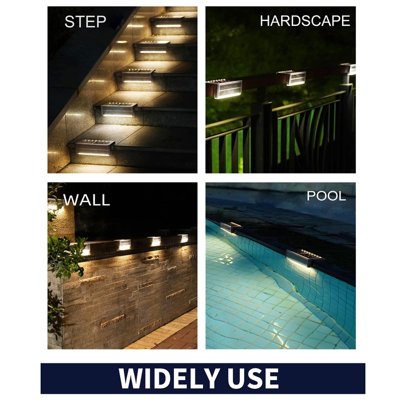 SHONELIGHTING Solar Pool Lights, IP67 Waterproof Step Lights for Outside,