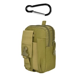 EHDWXVZM 1 Piece Tactical Leg Bag and 1 Piece Carabiner, Tactical Bag, Waist Bag for Men, Belt Bag, Mini Waist Bag, Portable Tool Bag (Military Green)