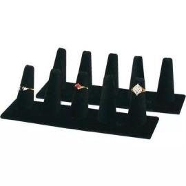 FindingKing 2 Black Velvet 5 Finger Ring Jewelry Displays 8" x 2"