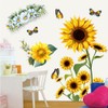 WOHAHA Sunflower Wall Stickers Yellow Large Flowering Plants Butterfly Wall