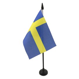 AZ FLAG Table Flag Sweden 15 x 10 cm Polyester 100D Plastic Base