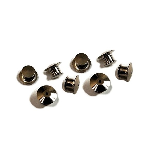 UNIFORM INSIGNIA Metal Locking Pin Keepers - Silver - 8 Pack